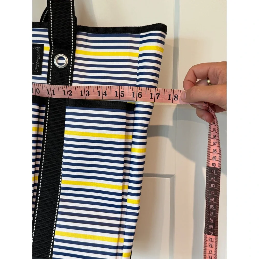 SCOUT BJ Bag Large Utility Tote Navy White Yellow Striped Multi Pocket Beach Bag